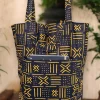 Shopper tas met Afrikaanse print - Zwart Gele X Bogolan - Herbruikbare Boodschappentas van katoen