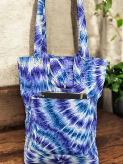 Shopper tas met Afrikaanse print - Blauwe Tie Dye - Herbruikbare Boodschappentas van katoen
