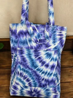 Shopper tas met Afrikaanse print - Blauwe Tie Dye - Herbruikbare Boodschappentas van katoen
