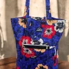 Shopper tas met Afrikaanse print - Blauwe Flowers - Herbruikbare Boodschappentas van katoen