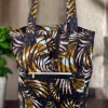 Shopper tas met Afrikaanse print - Bruine Mix Feathers - Herbruikbare Boodschappentas van katoen
