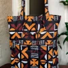 Shopper tas met Afrikaanse print - Bruine Cross Bogolan - Herbruikbare Boodschappentas van katoen