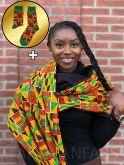 SJAAL & SOK SET - Afrikaanse print kente Winter Sjaal + Sokken