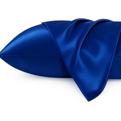 2 STUKS - Satijnen kussensloop Donkerblauw 60 x 70 cm hoofdkussen formaat - Satin pillow case / Zijdezachte kussensloop van satijn