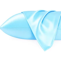 2 STUKS - Satijnen kussensloop Lichtblauw 60 x 70 cm hoofdkussen formaat - Satin pillow case / Zijdezachte kussensloop van satijn