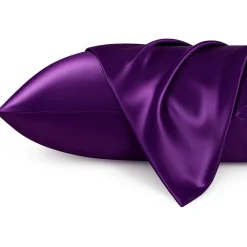 2 STUKS - Satijnen kussensloop Paars 60 x 70 cm hoofdkussen formaat - Satin pillow case / Zijdezachte kussensloop van satijn