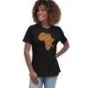 T-shirt Dames - Afrikaans continent in Kente print D001 (Zwart of Wit)