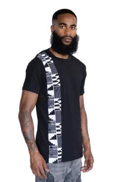 T-shirt met Afrikaanse print details - Black / white kente band