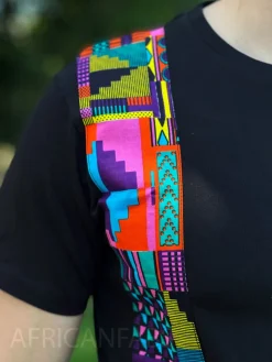 T-shirt met Afrikaanse print details - multicolor roze kente band