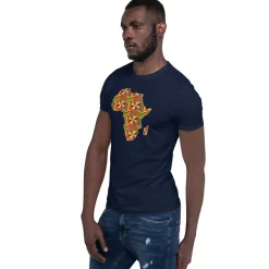 T-shirt Unisex - Afrikaans continent in Kente print D001 (Zwart of Wit)