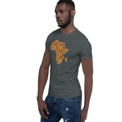 T-shirt Unisex - Afrikaans continent in Kente print D001 (Zwart of Wit)