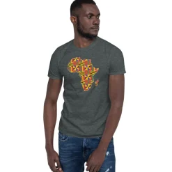 T-shirt Unisex - Afrikaans continent in Kente print D001 (Zwart of Wit)