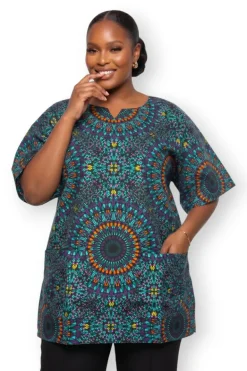 Turkoois Paars Ocean Eye Dashiki Shirt / Dashiki Jurk - Afrikaans shirt - Unisex
