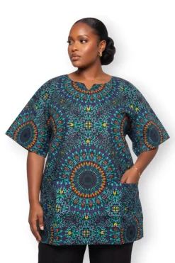 Turkoois Paars Ocean Eye Dashiki Shirt / Dashiki Jurk - Afrikaans shirt - Unisex