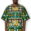 Turquoise Geel Samakaka Dashiki Shirt / Dashiki Jurk - Afrikaans shirt - Unisex