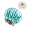 Turquoise Satijnen Slaapmuts met randje / Reversible Satin Hair Bonnet / Haar bonnet van Satijn