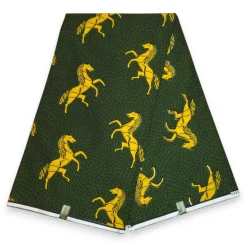 VLISCO stof Hollandais Afrikaanse Wax print - Groen / Geel Jumping Horse