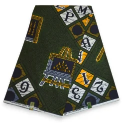VLISCO stof Hollandais Afrikaanse Wax print - Groen ABC VL00017