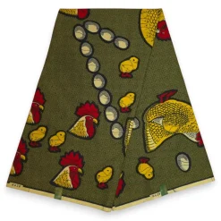 VLISCO stof Hollandais Afrikaanse Wax print - Geel Rood Happy family VL0H628