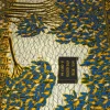 VLISCO stof Hollandais Afrikaanse Wax print - Blauw Geel Fallen tree VL00562 Limited Edition