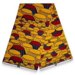 VLISCO stof Hollandais Afrikaanse Wax print - Gele Oche Eze / King's Chair VL08676-048
