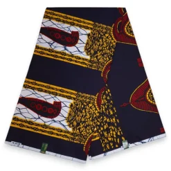VLISCO stof Hollandais Afrikaanse Wax print - Donkerblauw Chiefs' sword VL00578-114