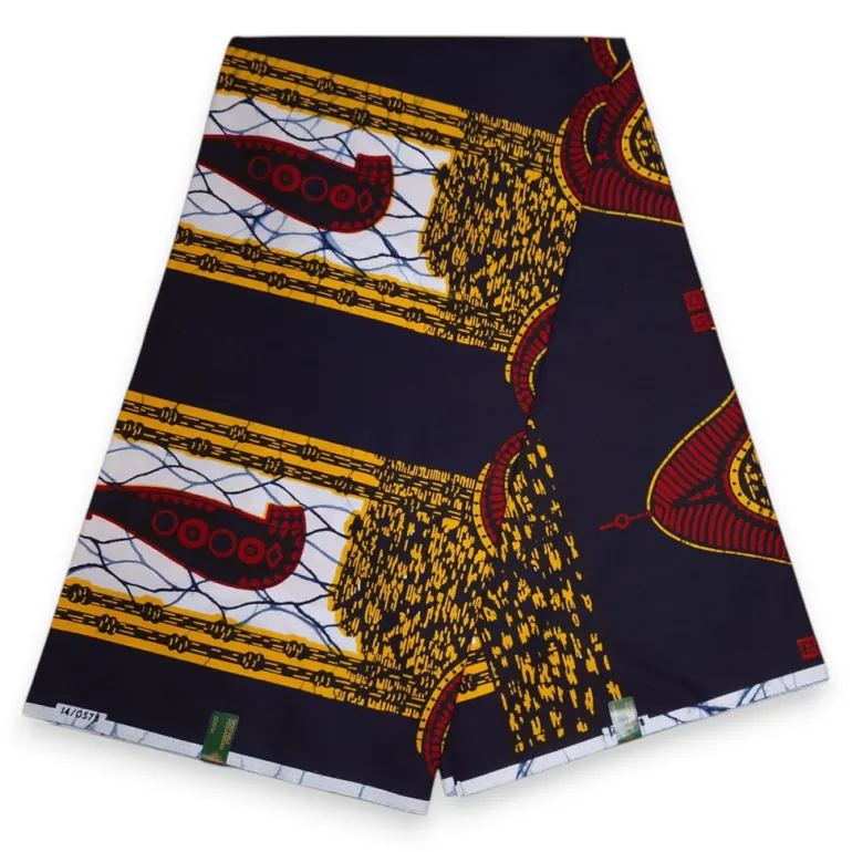 VLISCO stof Hollandais Afrikaanse Wax print - Donkerblauw Chiefs' sword VL00578-114