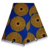 VLISCO stof Hollandais Afrikaanse Wax print - Blauw / Gele Record