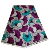 VLISCO stof Hollandais Afrikaanse Wax print - Turquoise paarse bruidsbloemen