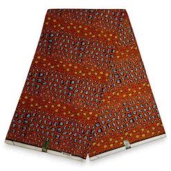 VLISCO stof Hollandais Afrikaanse Wax print - Donker Oranje / bruine leopard