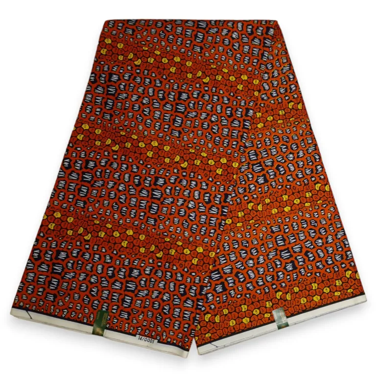 VLISCO stof Hollandais Afrikaanse Wax print - Donker Oranje / bruine leopard