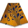 VLISCO stof Hollandais Afrikaanse Wax print - Geel / Blauwe Bulb
