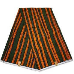VLISCO stof Hollandais Afrikaanse Wax print - Groen / Oranje Sugar Cane plant