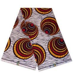VLISCO stof Hollandais Afrikaanse Wax print - Wit Rode Shells