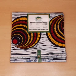 VLISCO stof Hollandais Afrikaanse Wax print - Wit Rode Shells