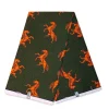 VLISCO stof Hollandais Afrikaanse Wax print - Groen / Oranje Jumping Horse