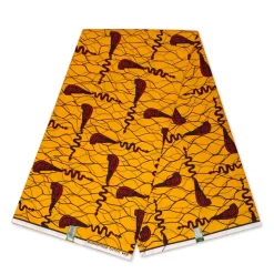 VLISCO stof Hollandais Afrikaanse Wax print - Geel / Rode Bottle opener