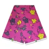 VLISCO stof Hollandais Afrikaanse Wax print - Roze gele flowertrail