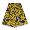 VLISCO stof Hollandais Afrikaanse Wax print - Geel / Blauwe leaftrail