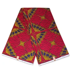 VLISCO stof Hollandais Afrikaanse Wax print - Rode Paraplu