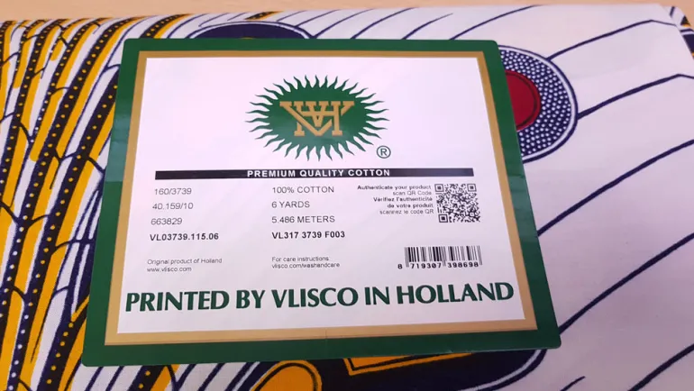 VLISCO stof Hollandais Afrikaanse Wax print - Wit / Rode Bulb