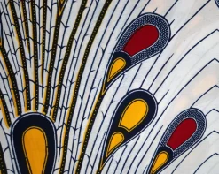 VLISCO stof Hollandais Afrikaanse Wax print - Wit / Rode Bulb