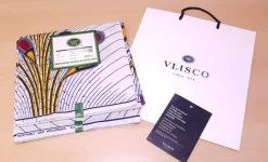 VLISCO stof Hollandais Afrikaanse Wax print - Wit / Rode Bulb