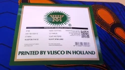 VLISCO stof Hollandais Afrikaanse Wax print - Blauw / Oranje Bulb