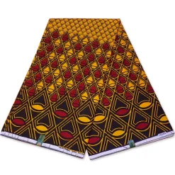 VLISCO stof Hollandais Afrikaanse Wax print - Rood / Gele Banga