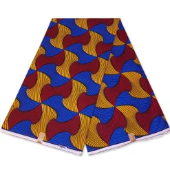 VLISCO stof Hollandais Afrikaanse Wax print - Rood / Geel / Blauwe Santana