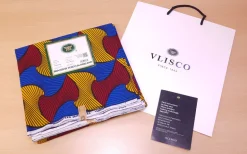 VLISCO stof Hollandais Afrikaanse Wax print - Rood / Geel / Blauwe Santana