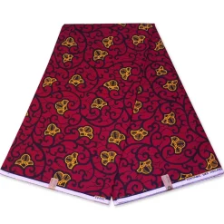 VLISCO stof Hollandais Afrikaanse Wax print - Rood / Gele Branch