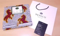 VLISCO stof Hollandais Afrikaanse Wax print - Wit / Rode Jumping Horse