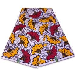VLISCO stof Hollandais Afrikaanse Wax print - Witte Trouwbloemen